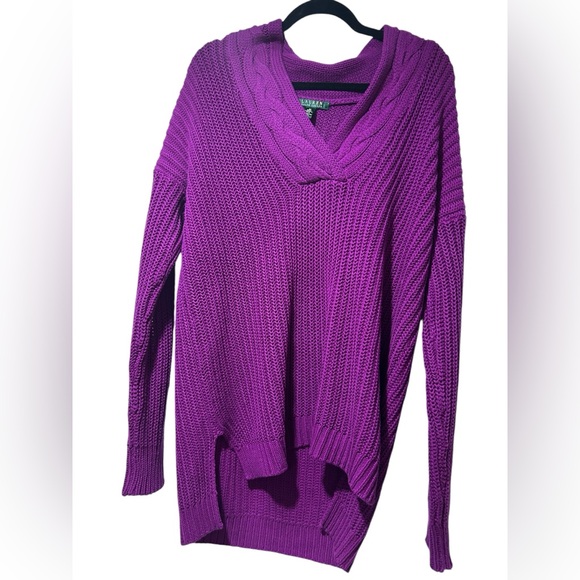 Lauren by Ralph Lauren Bright Purple Cotton Sweater Medium - Picture 3 of 4